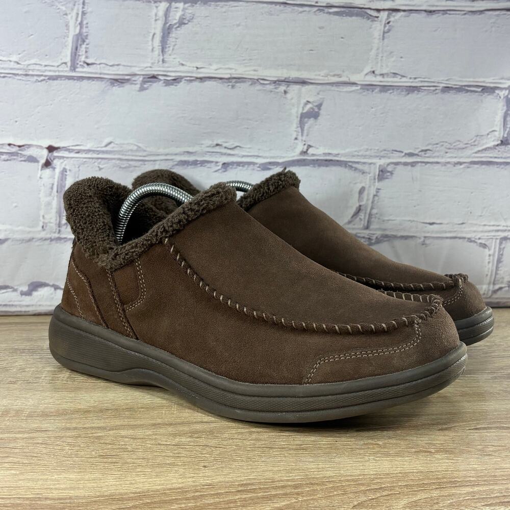 Orthofeet Vito Hands Free Brown Suede Slippers Men's Size 10 2E Wide Orthopedic